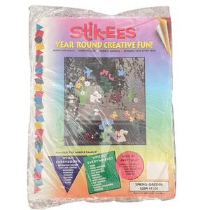 Vtg Stik-ees Window Clings spring garden Code 41102 90s Teacher School Easter